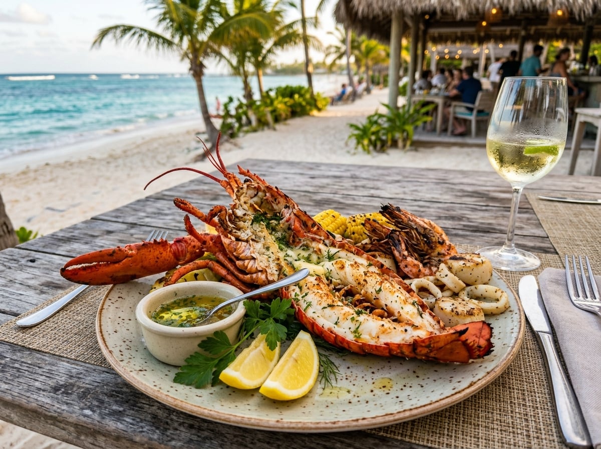 Langouste grillée et fruits de mer de Nouvelle-Calédonie